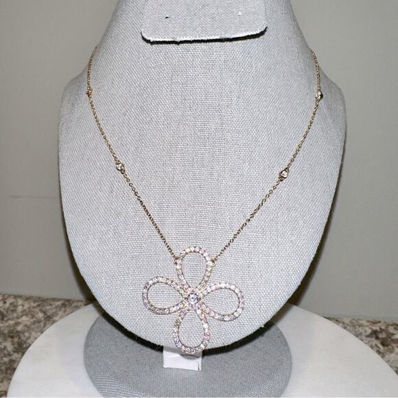Radiance by Absolute™ Simulated Diamond Pavé Daisy Chain Necklace, 16-18” long - Picture 1 of 11